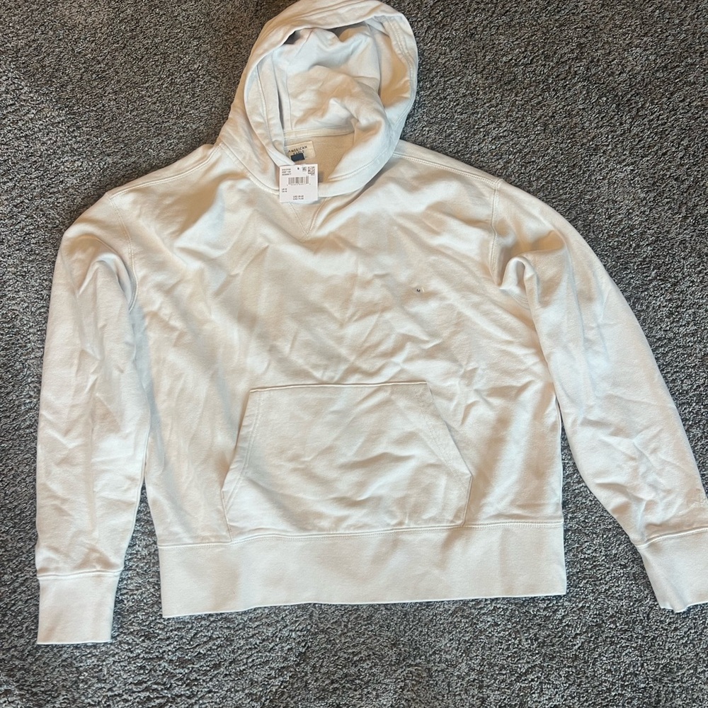 American Eagle Outfitters White Hoodie with Relaxed Fit